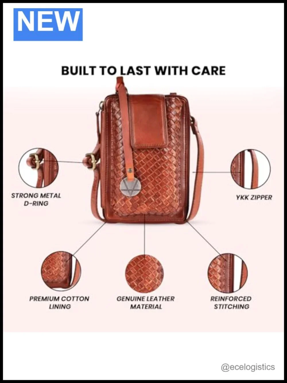 Genuine Leather Small Crossbody Bag for Women Cell Phone Purse with Adjustable